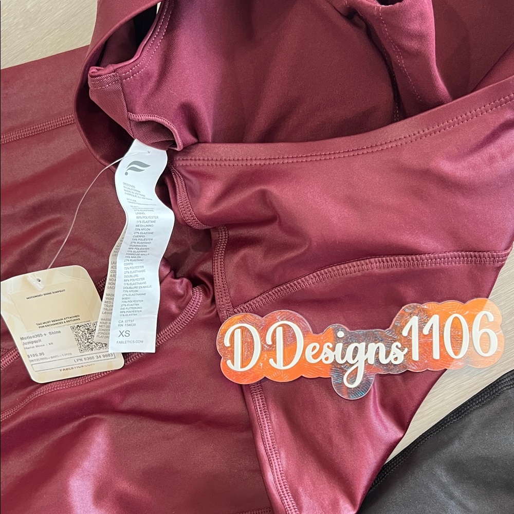 Fabletics Sleek Black and maroon jumpsuit set nwt bundle - Picture 3 of 3